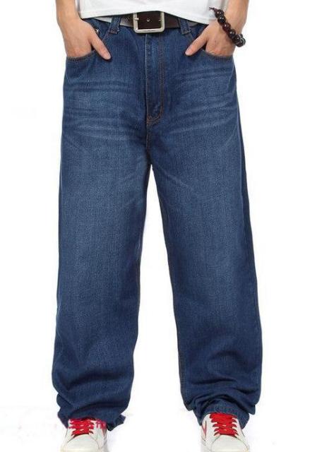New Fashion baggy jeans man dark blue color Hiphop loose skateboard men jeans big size 30-46 Pantalones Botton Trousers